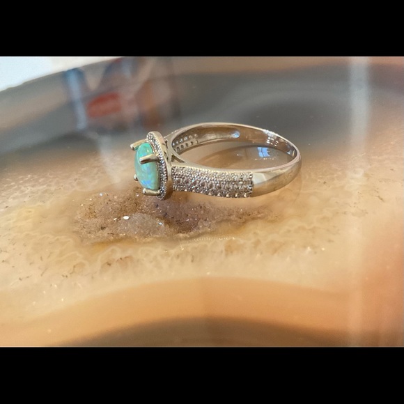 Sterling silver fire opal ring October Birthstone - Picture 3 of 7